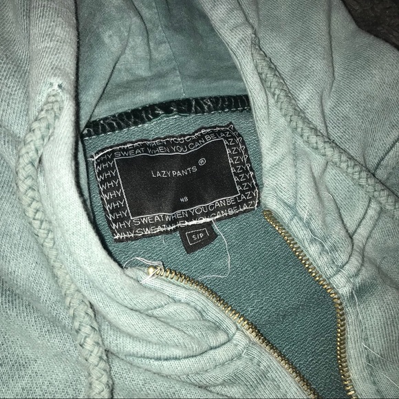 Lazypants teal zip up hoodie - Picture 3 of 3